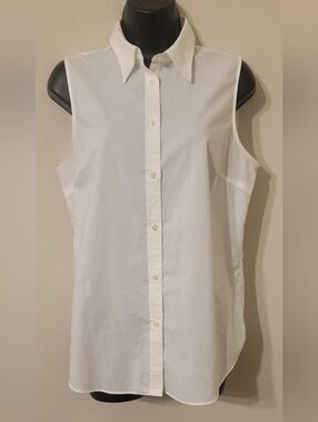Lauren Ralph Lauren White Sleeveless Button-Front Shirt
